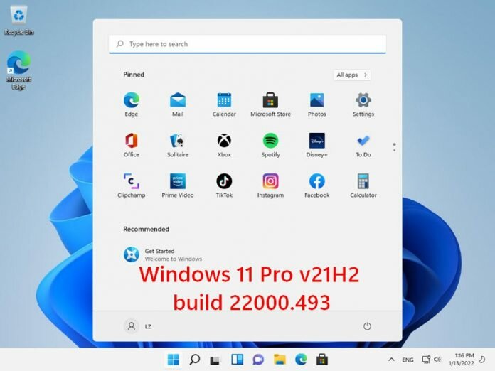 Tải về Windows 11 Pro v21H2 build 22000.493 (x64)