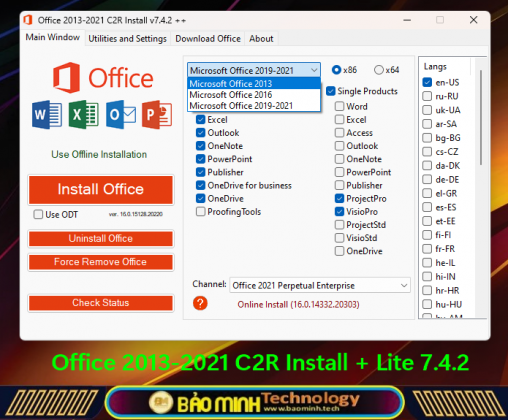 Office 2013-2021 C2R Install v7.6.2 instal